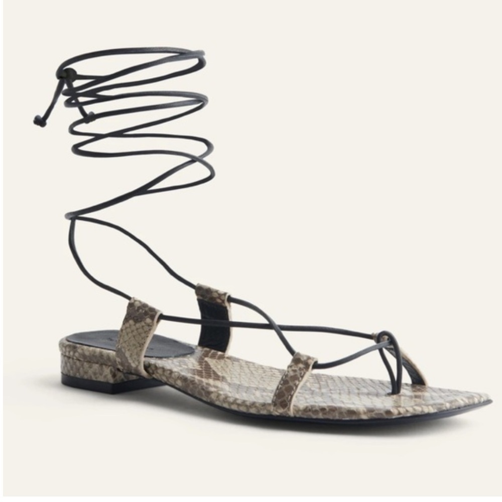 Brand New! Reformation Alize Snakeskin Lace-Up Sandals - Picture 3 of 12